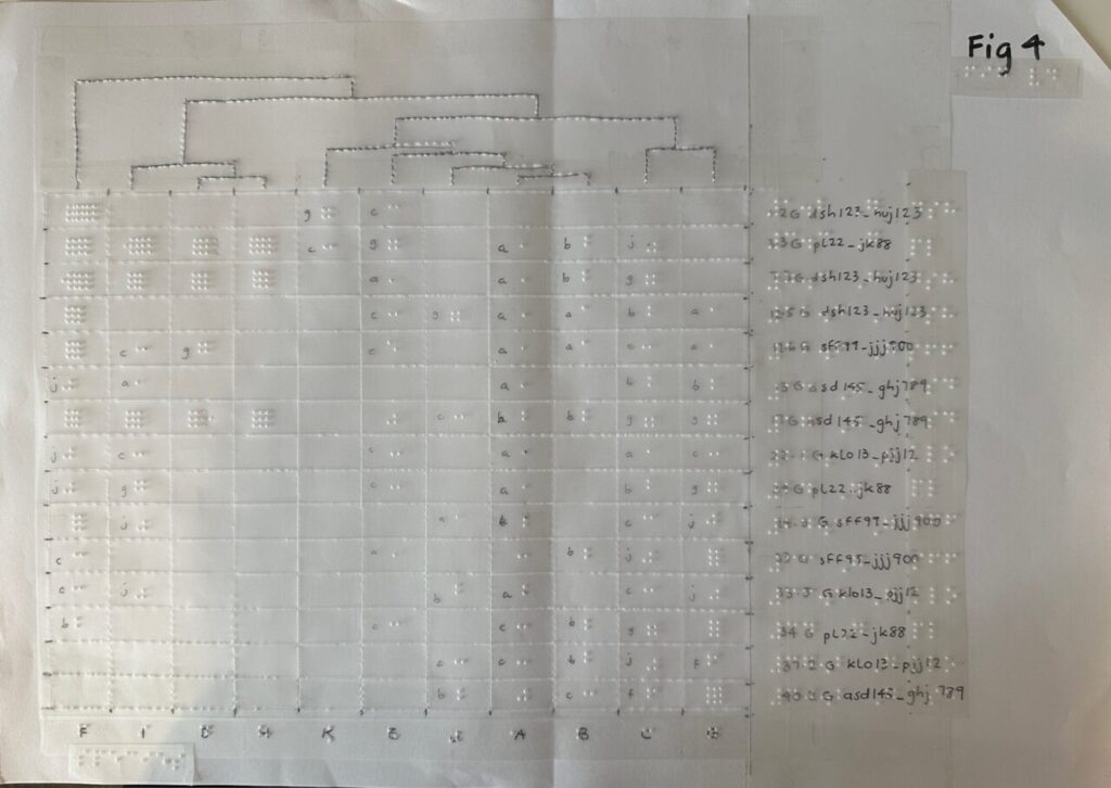 The heatmap made with braille dots on plastic film and paper.