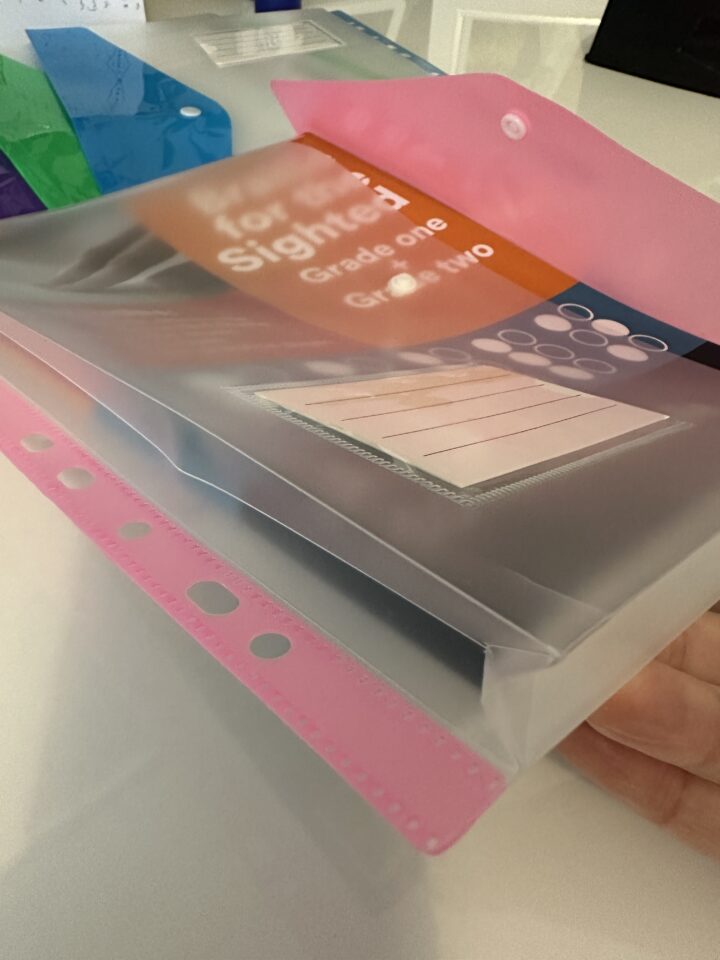 A4 expanding punched pocket file with an A4 book inside to help show the depth of expansion.