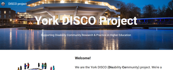 Screenshot of the York DISCO (Disability Community) homepage