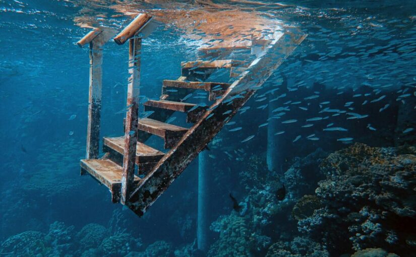 photo of stairs underwater