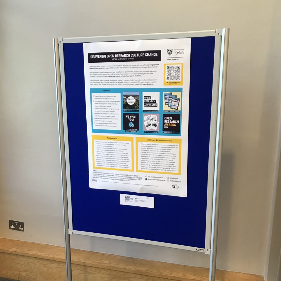 Delivering Open Research Culture Change poster at the Edinburgh Open Research Conference