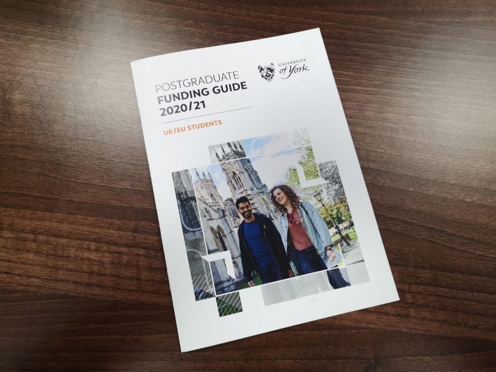 Front cover of postgraduate funding guide 2020