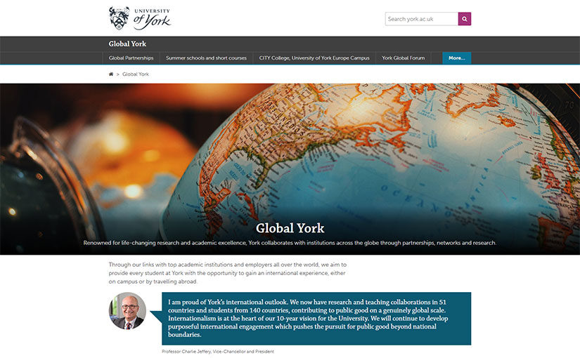 New landing page for York's Global team