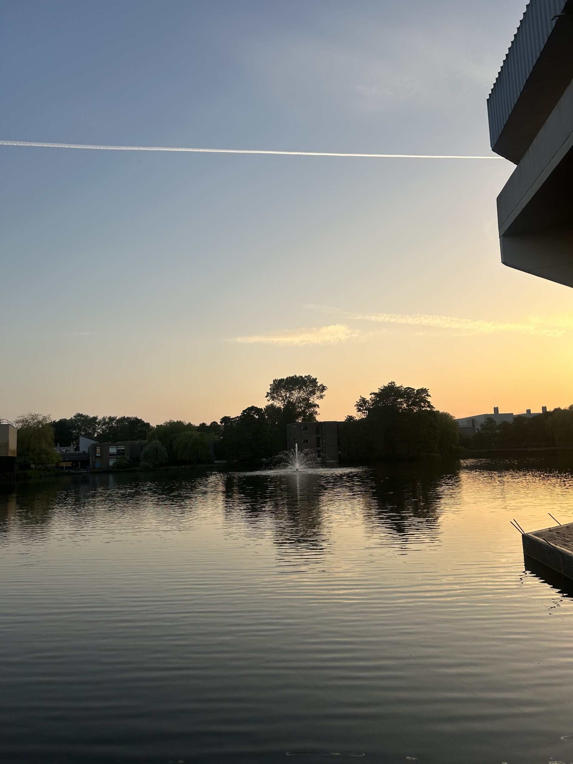 Sunset over University of York Campus West lake